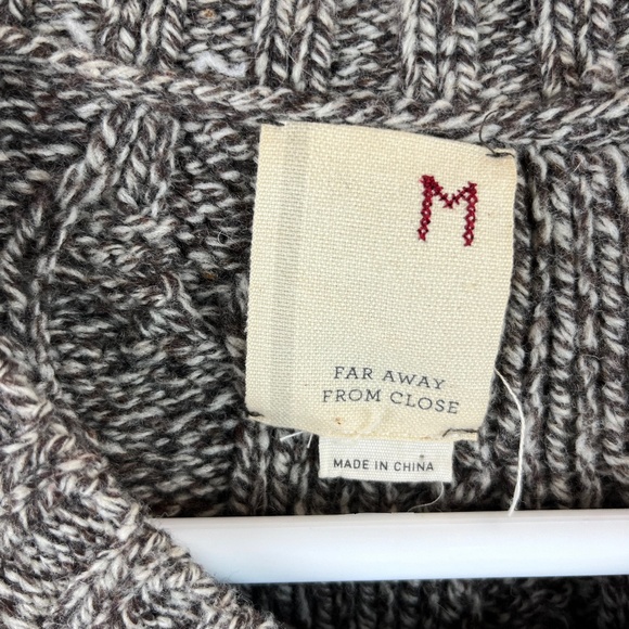 Far From Away Close Duster Cardigan Sweater Brown White Wool Blend - Picture 2 of 5